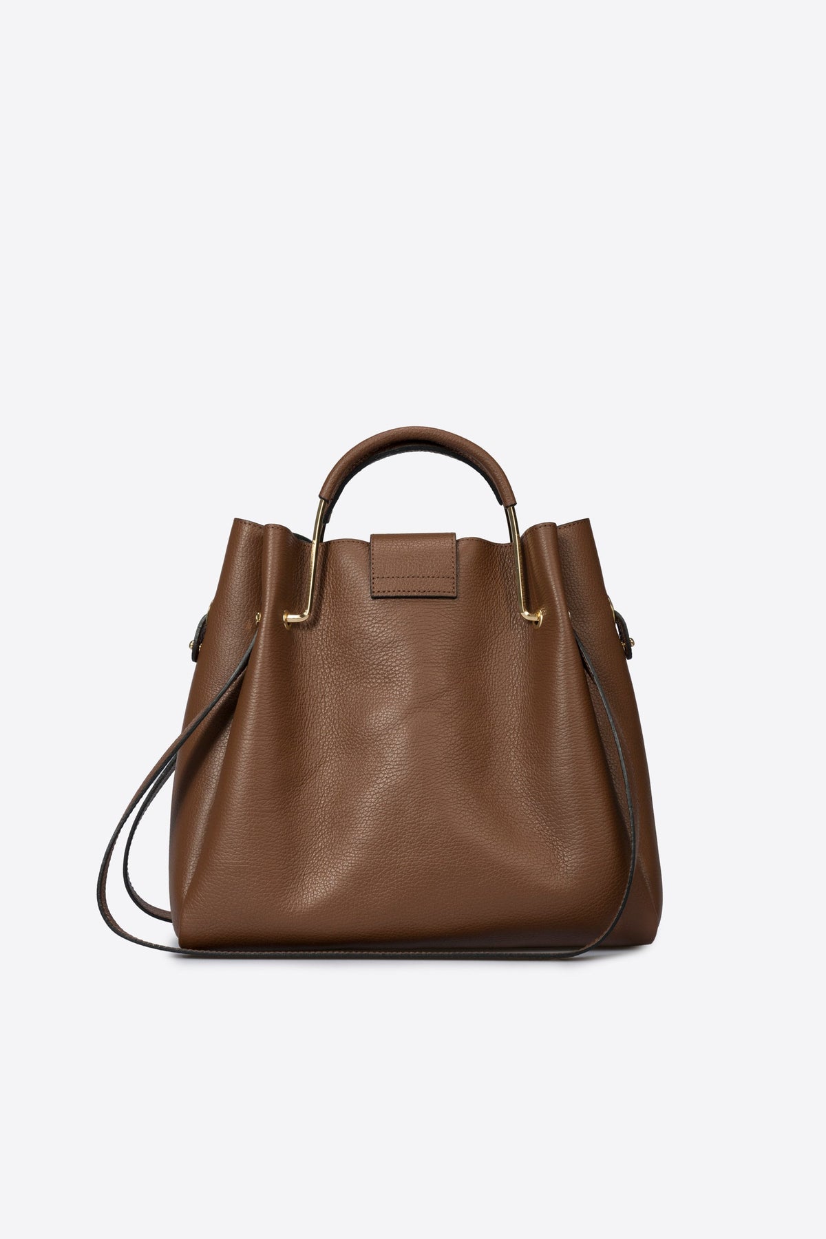 DIONE Leather Top Handle Bag - Brown