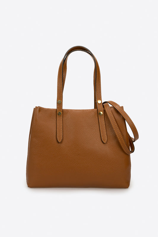 BIANCA Leather Top Handle Bag - Cuoio