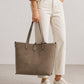 MABEL Leather Tote Bag - Taupe