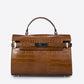 LEA Leather Top Handle Bag - Cognac