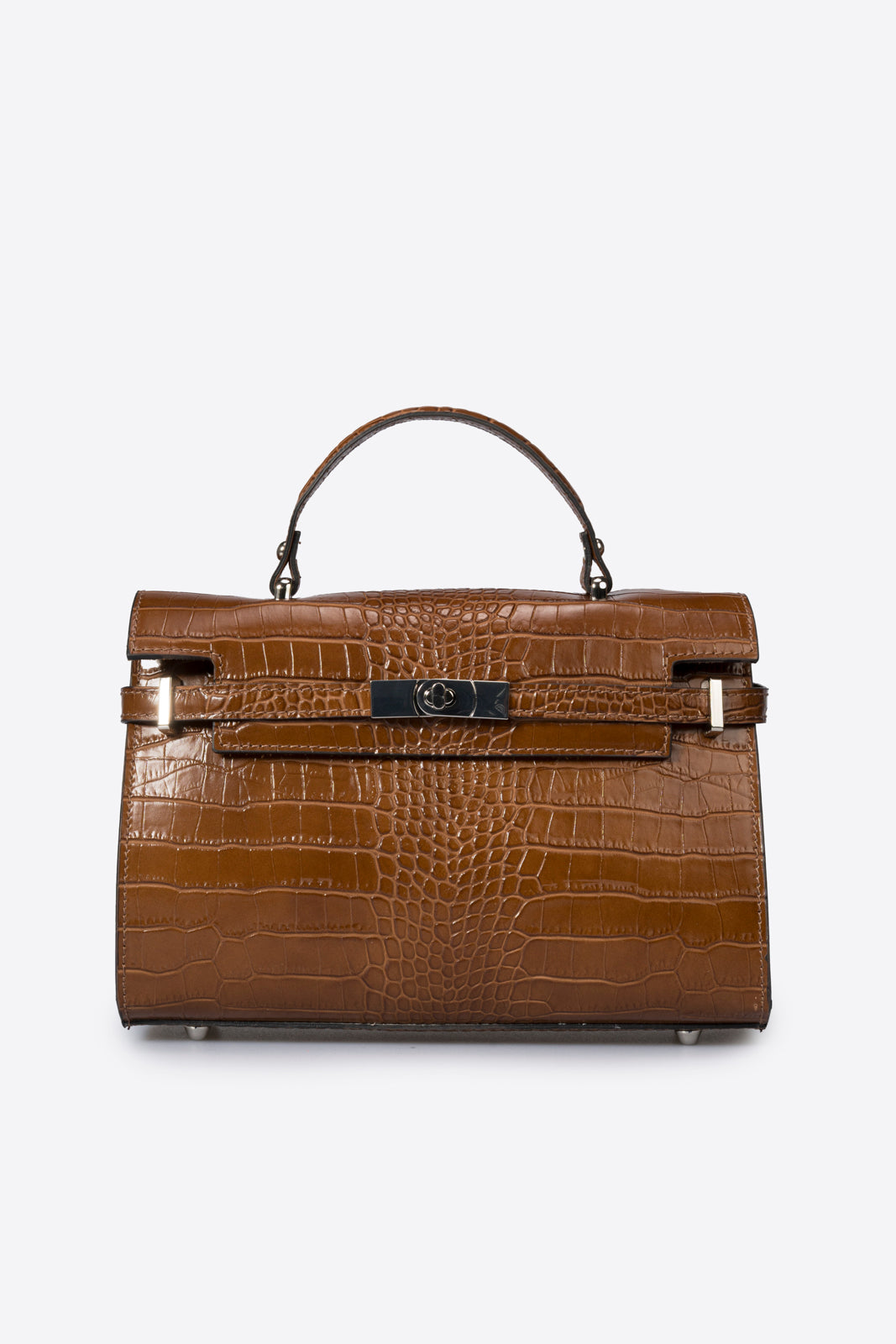 LEA Leather Top Handle Bag - Cognac