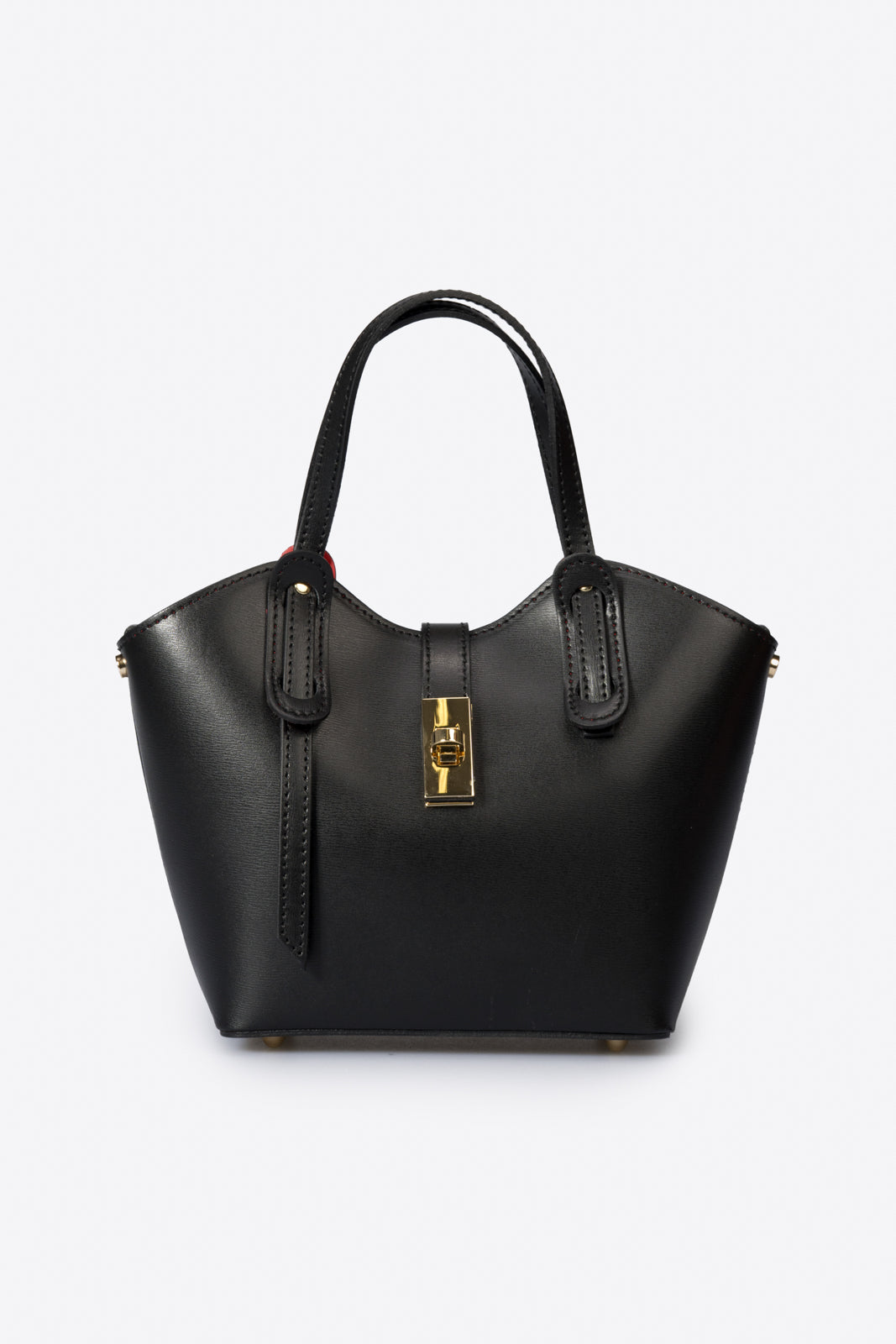 MIRTA Leather Top Handle Bag - Black