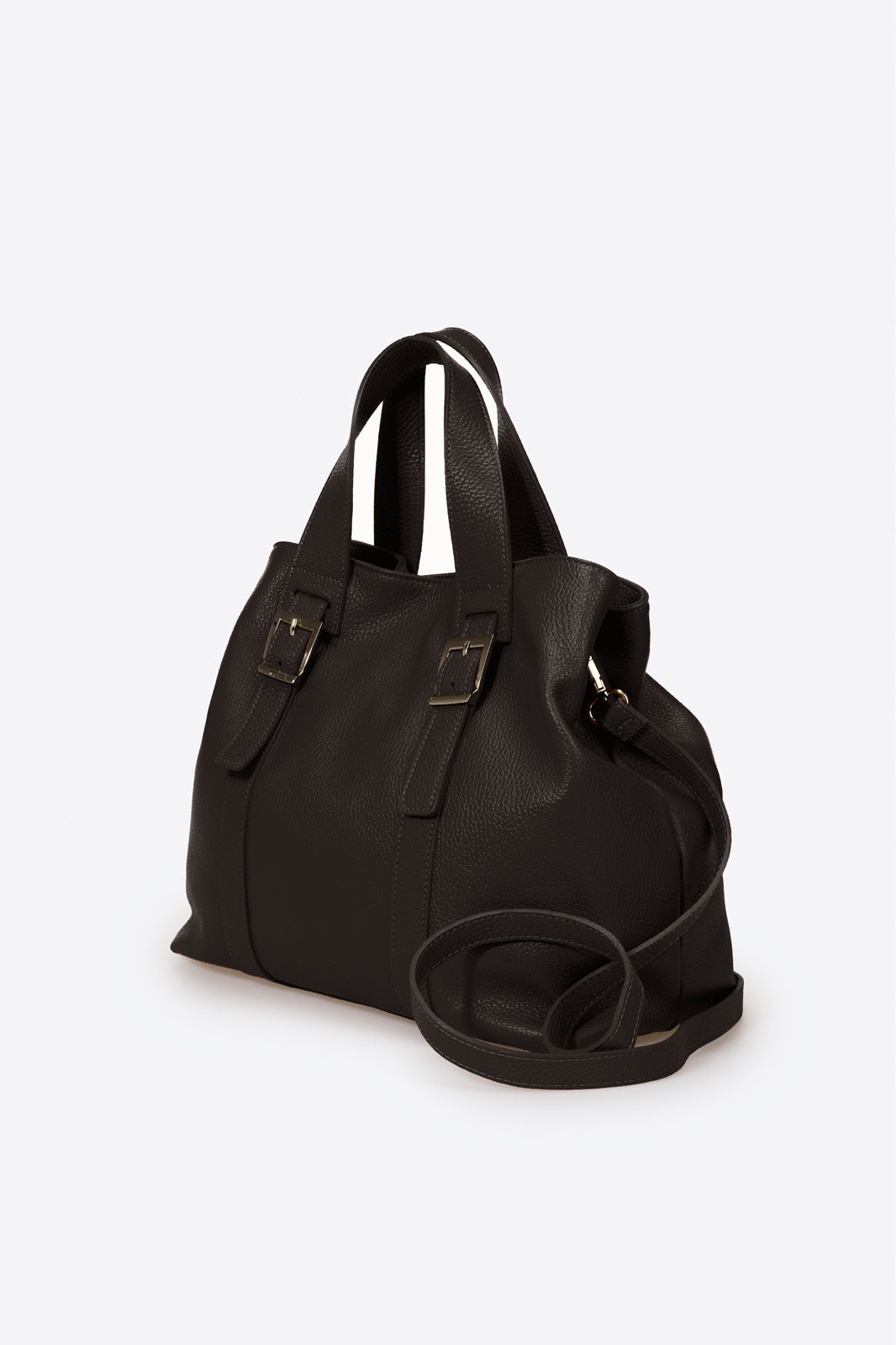 PIPER Leather Top Handle Bag - Testa di Moro