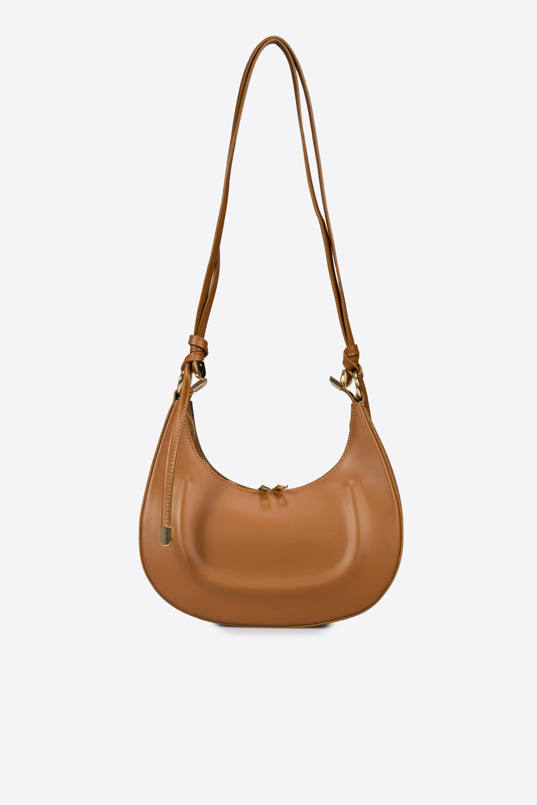 LUNA Leather Top Handle Bag - Cognac