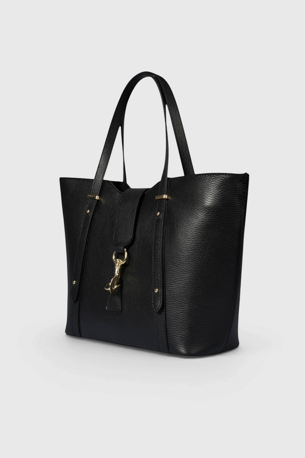RAINA Leather Top Handle Bag - Black