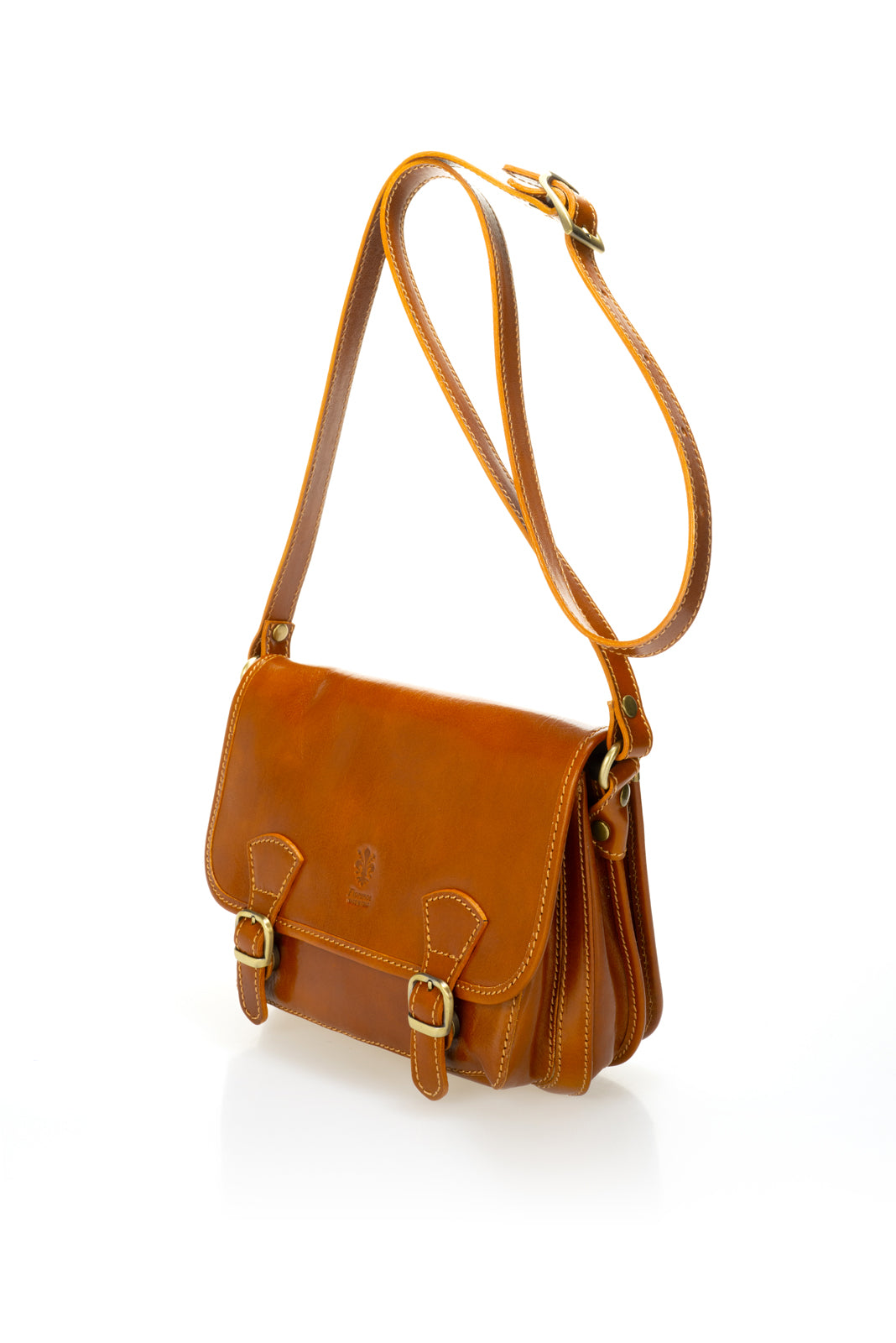 Leather Top Handle Bag 8037 - Cognac