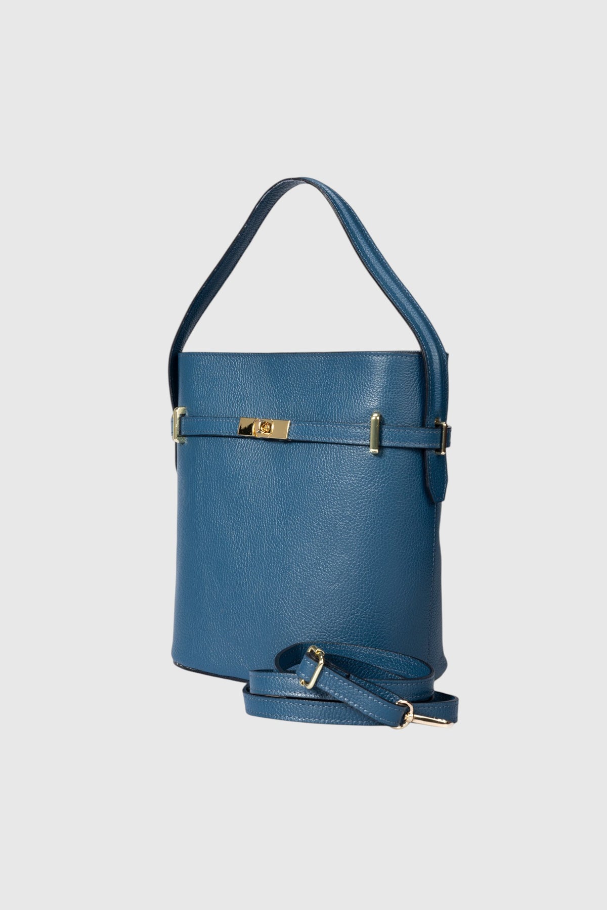 MYRTO Leather Top Handle Bag - Blue