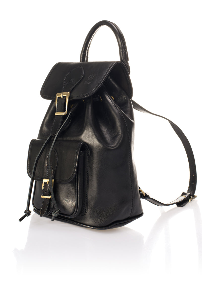 Leather Backpack 1022 - Black