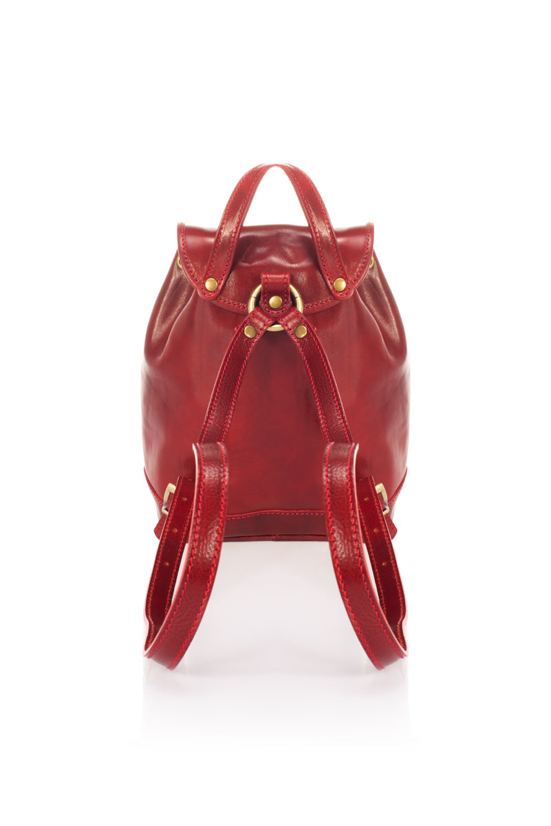 Leather Backpack 1018 - Red