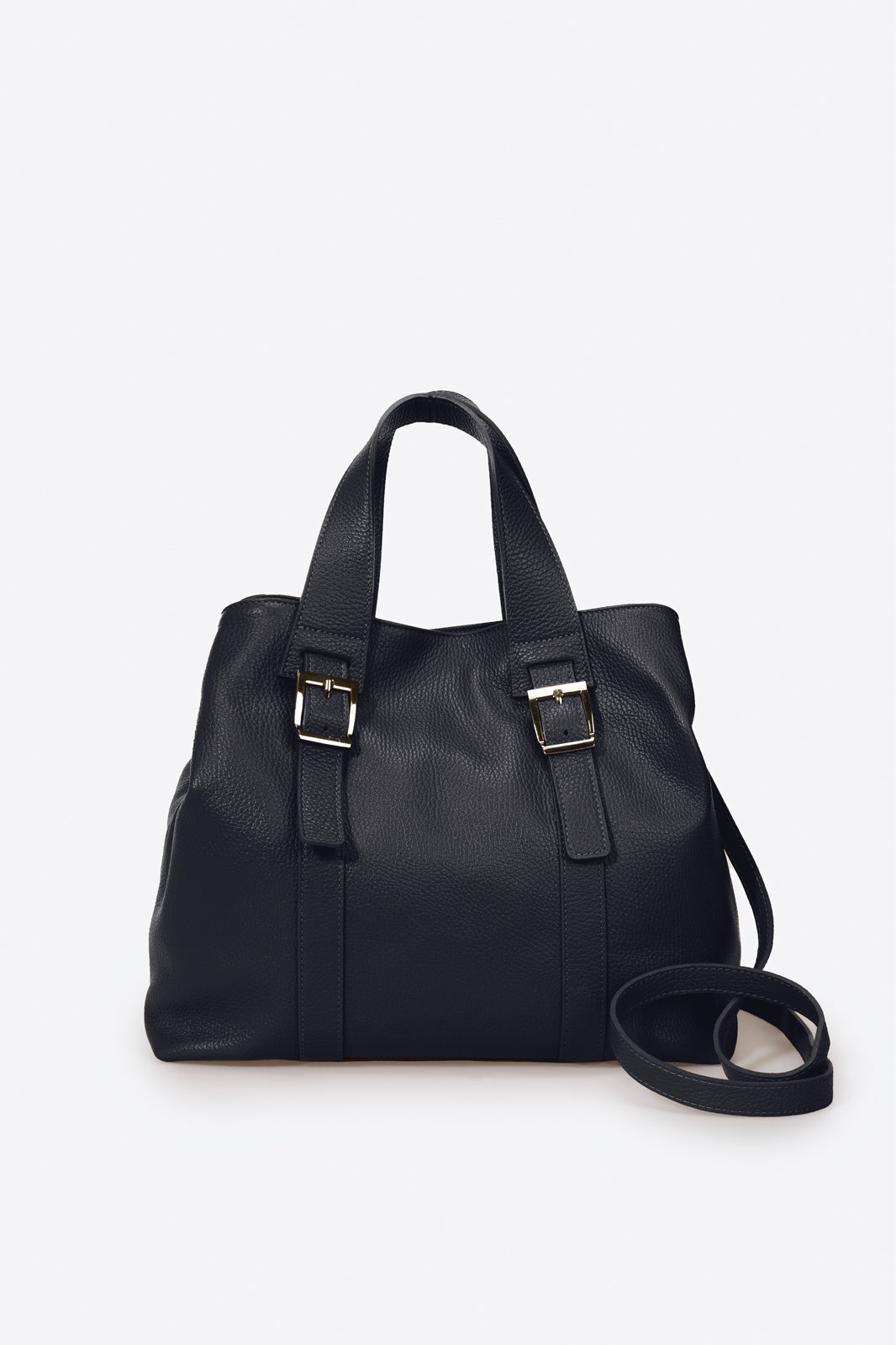 PIPER Leather Top Handle Bag - Blu Scuro