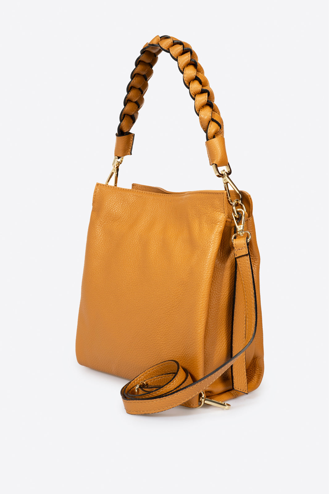 Leather Top Handle Bag 8007 - Cognac