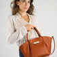 RYAN Leather Top Handle Bag - Cognac