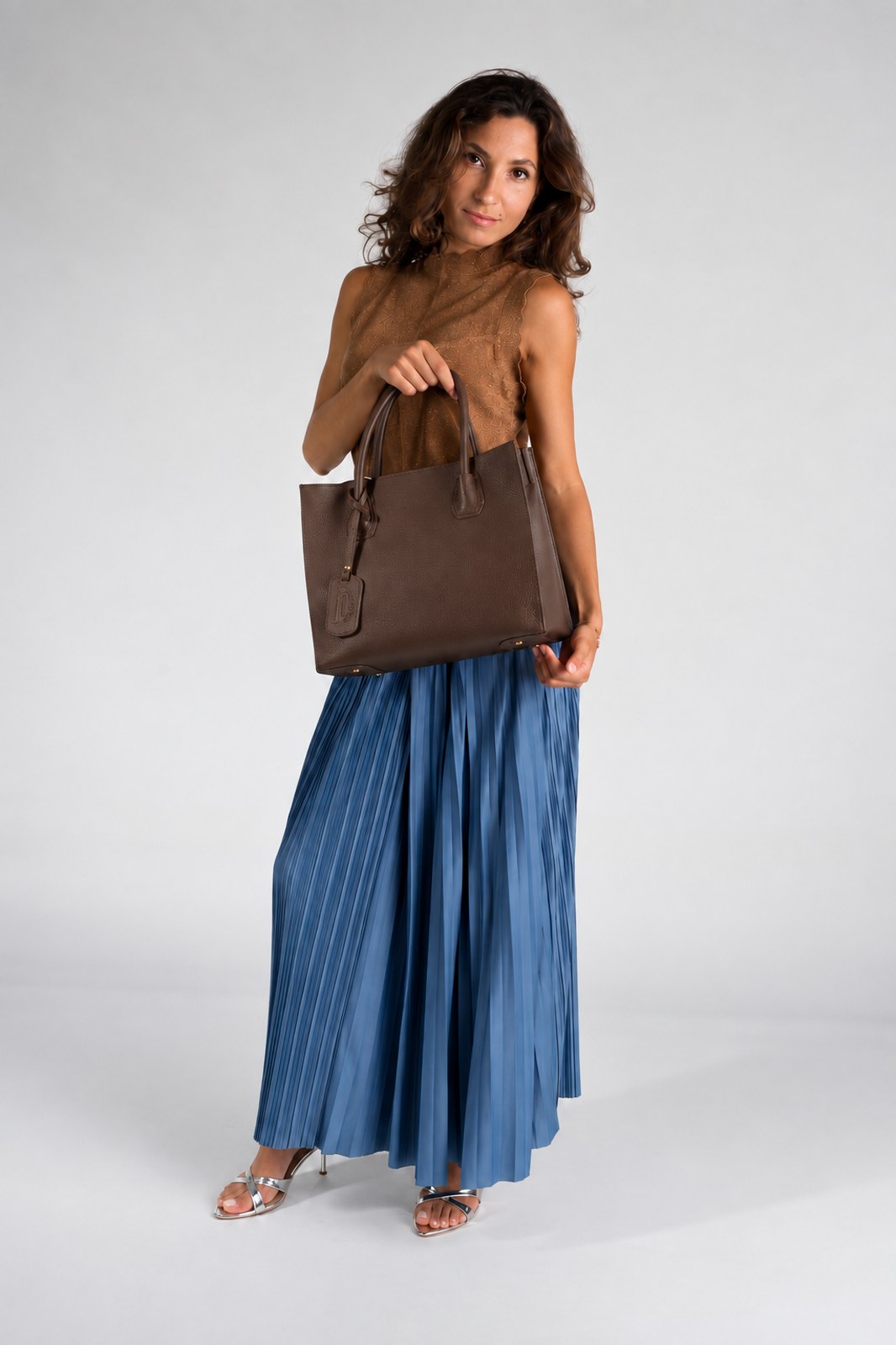 VANDA Leather Top Handle Bag - Brown