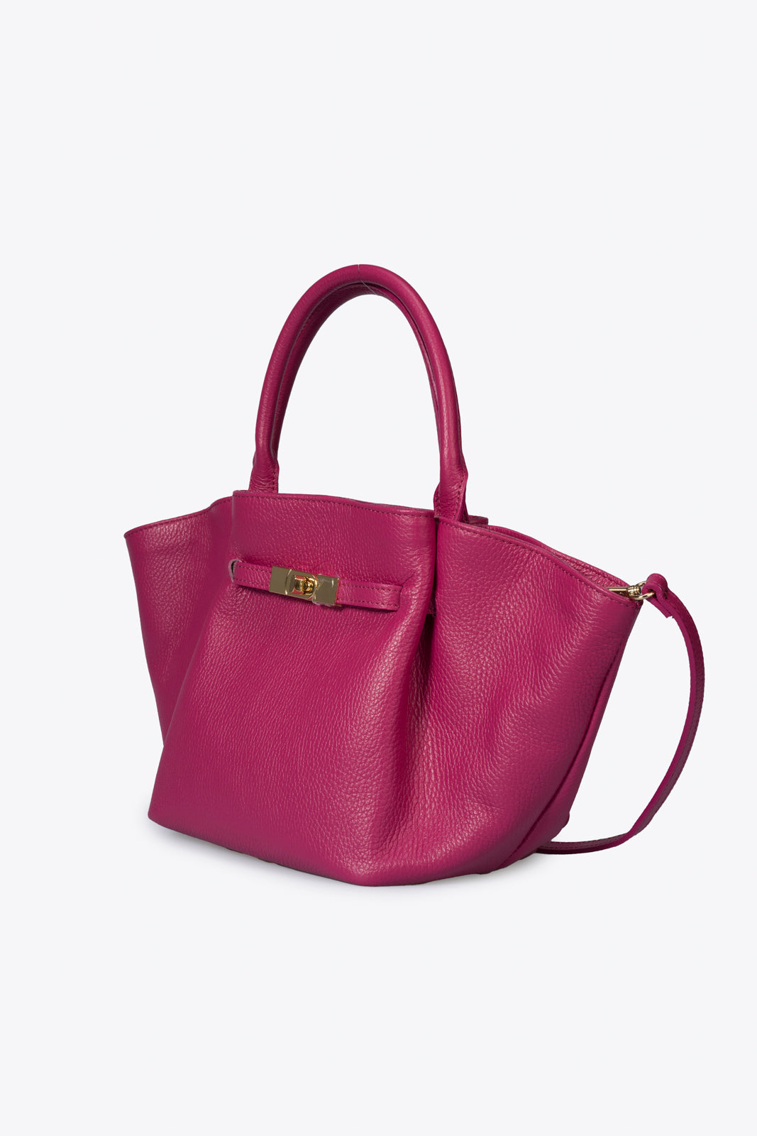 Leather Top Handle Bag 6426 - Fuxia