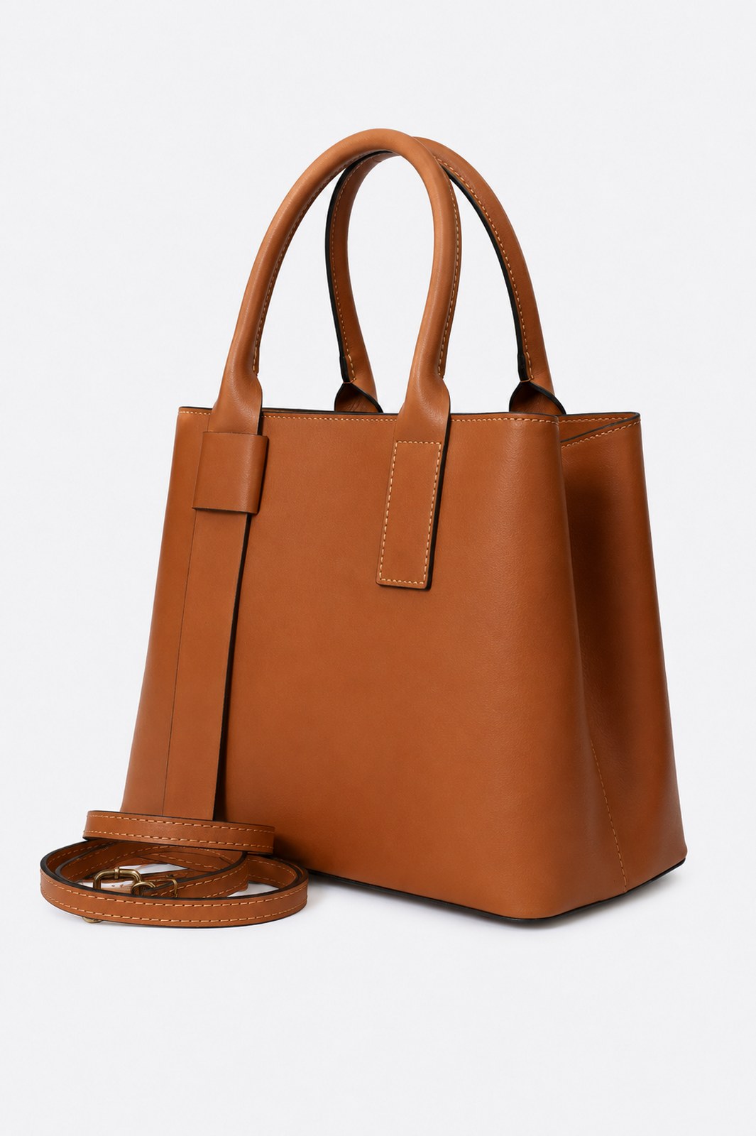 RACHELE Leather Top Handle Bag - Cognac
