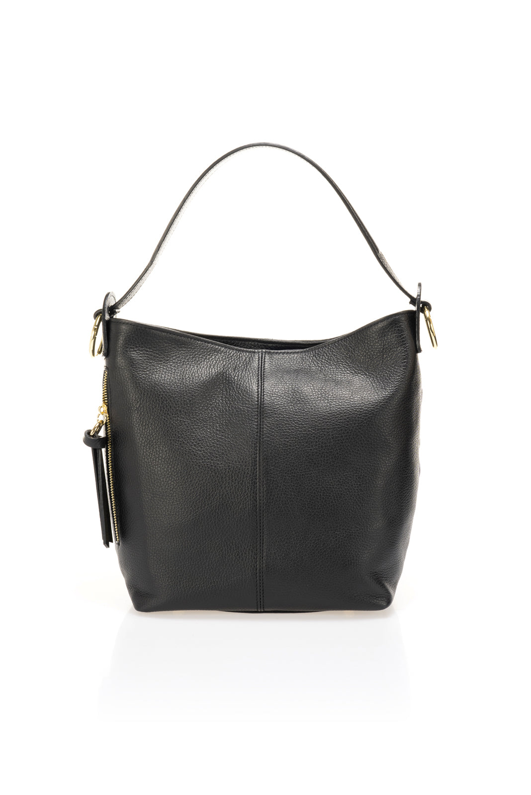 Leather Top Handle Bag 1256 - Black
