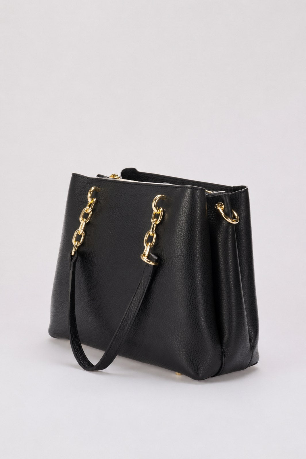 AURORA Leather Top Handle Bag - Black