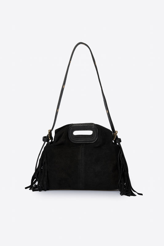 CINZIA Leather Top Handle Bag - Black