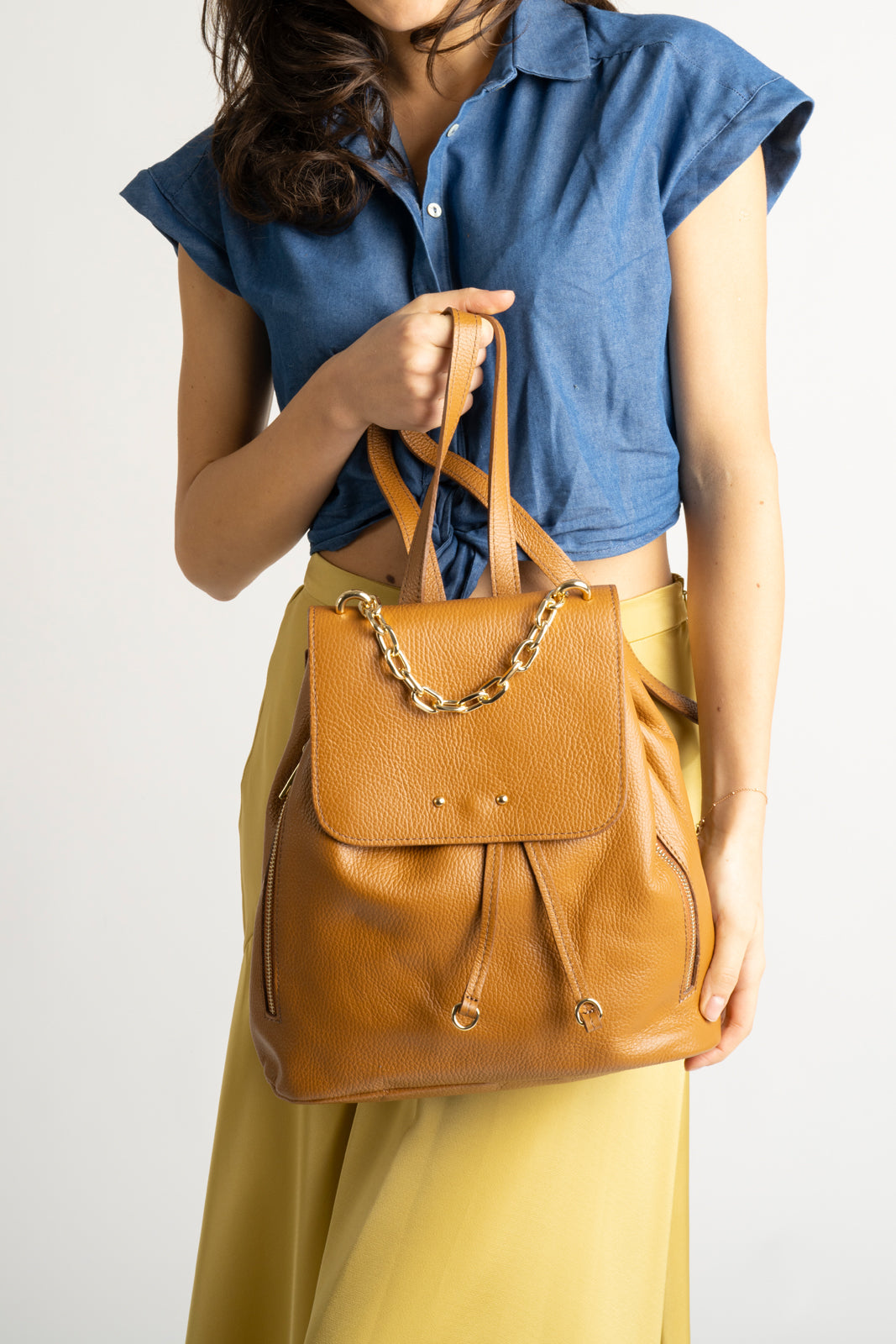 CORA Leather Backpack - Cognac