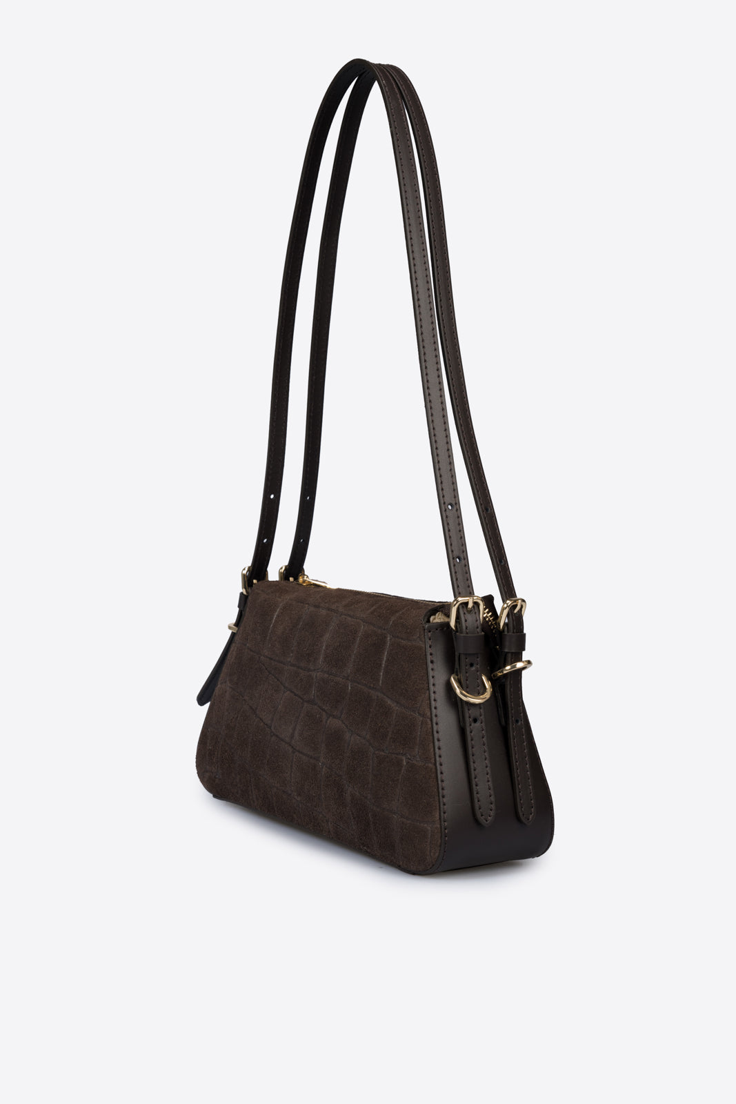MIREILLE Leather Top Handle Bag - Dark Brown