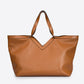ELARA Leather Top Handle Bag - Cognac