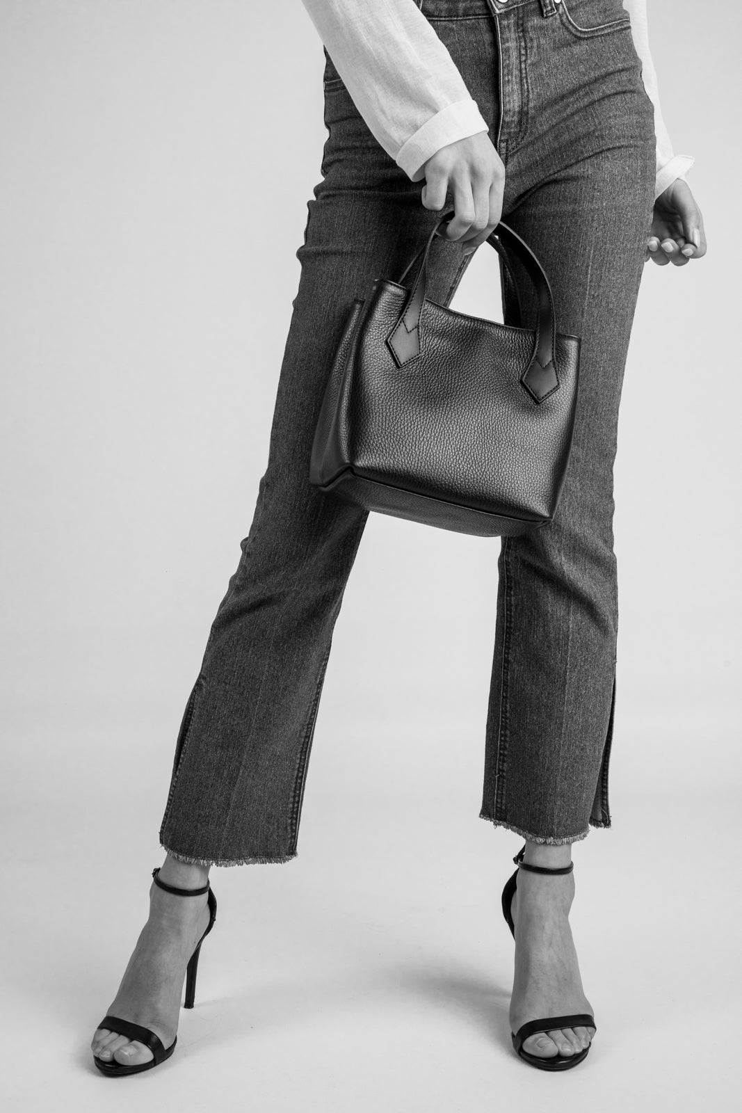 MINA Leather Top Handle Bag - Red