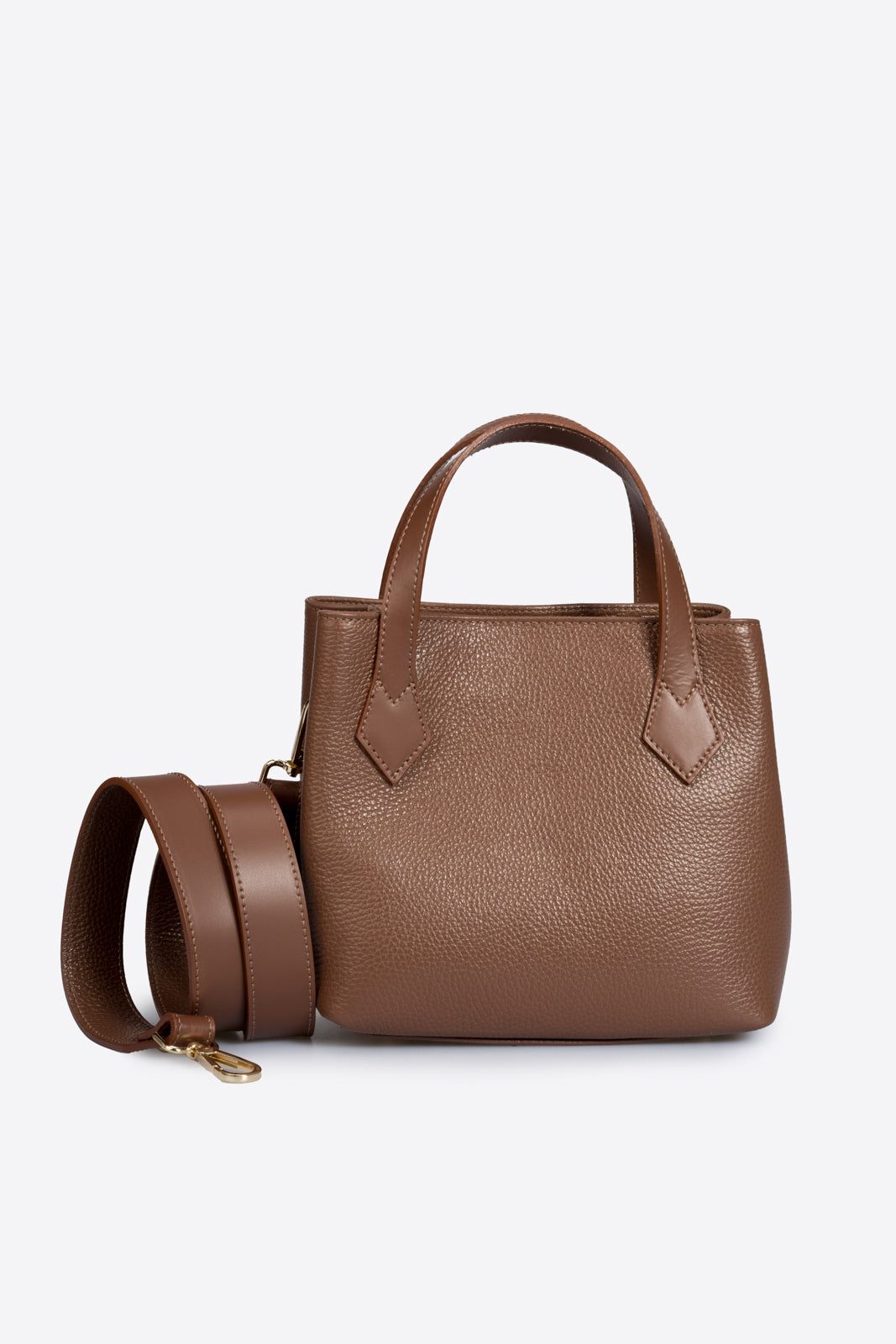 MINA Leather Top Handle Bag - Brown