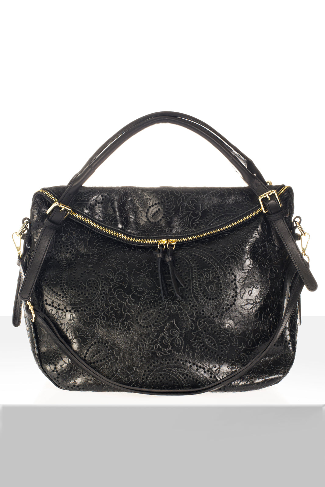 Leather Top Handle Bag 1262 - Black