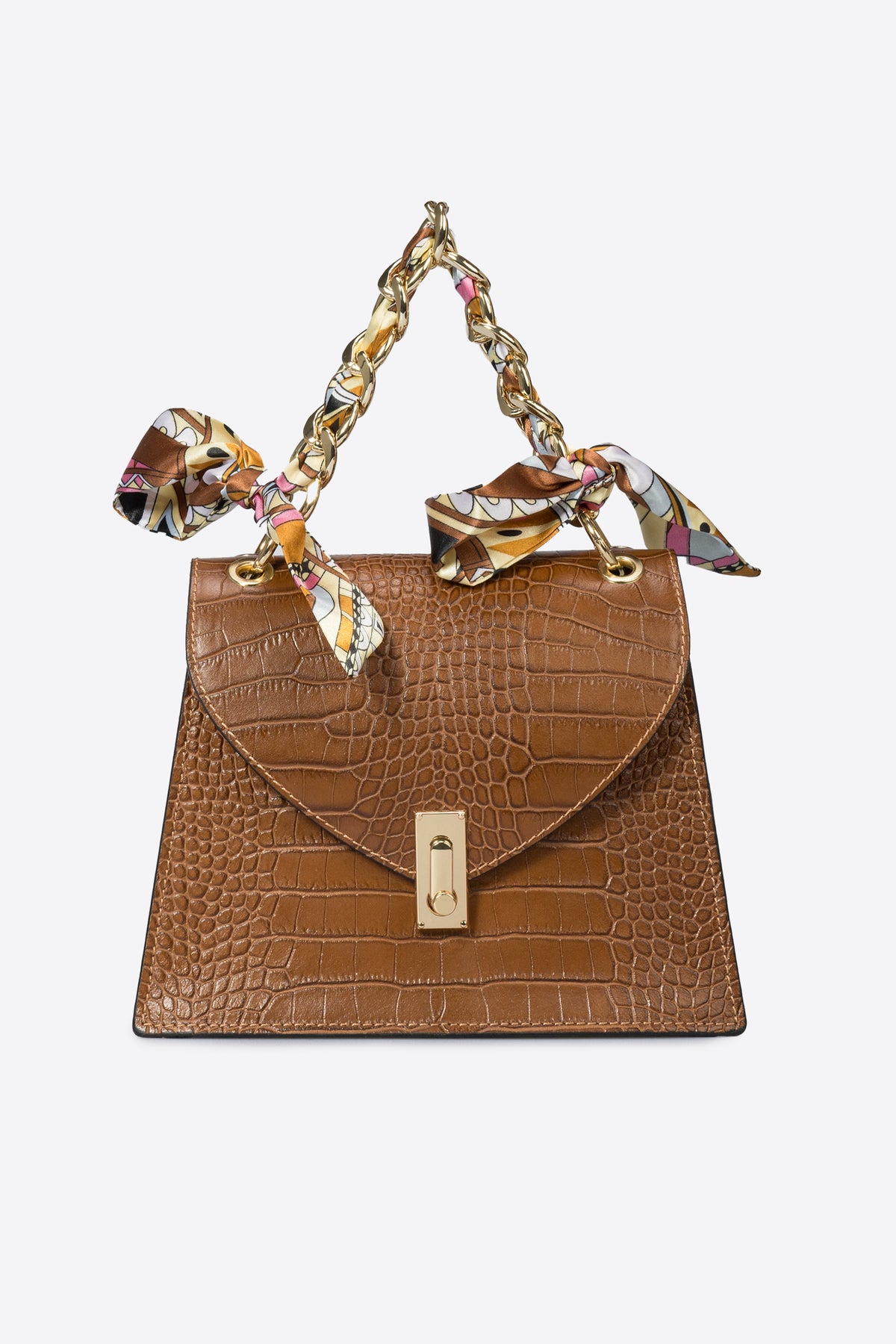 AYLA Leather Top Handle Bag - Brown