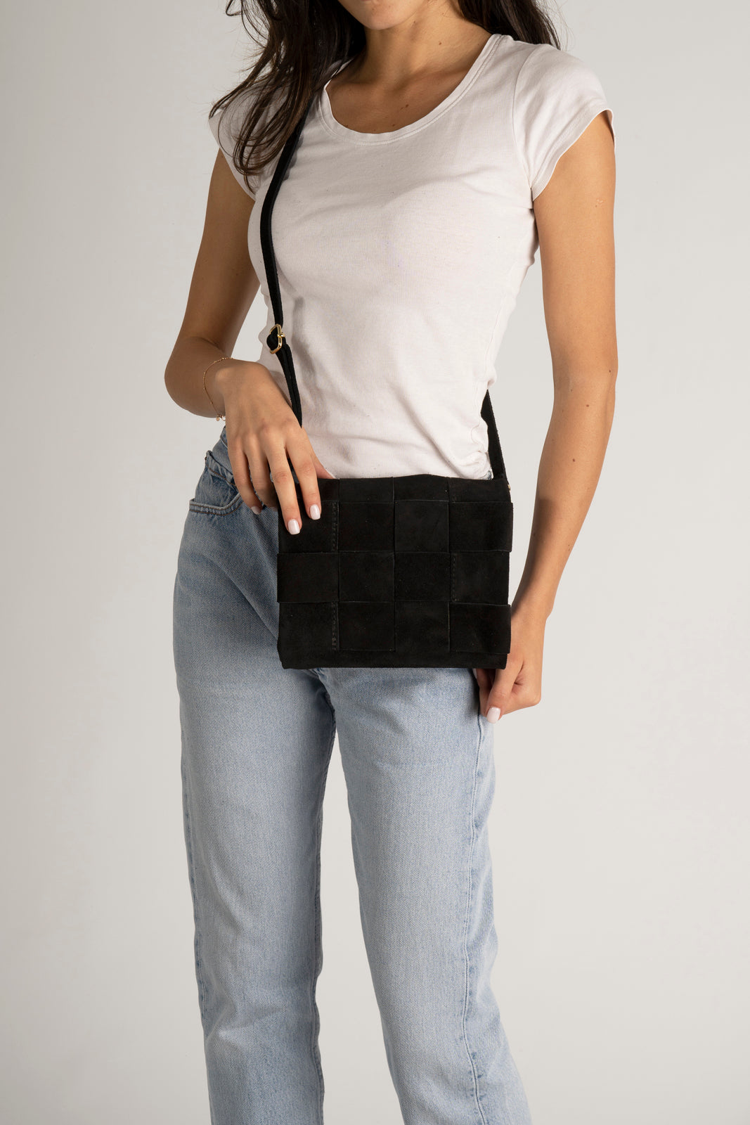 HAILEY Leather Crossbody Bag - Black