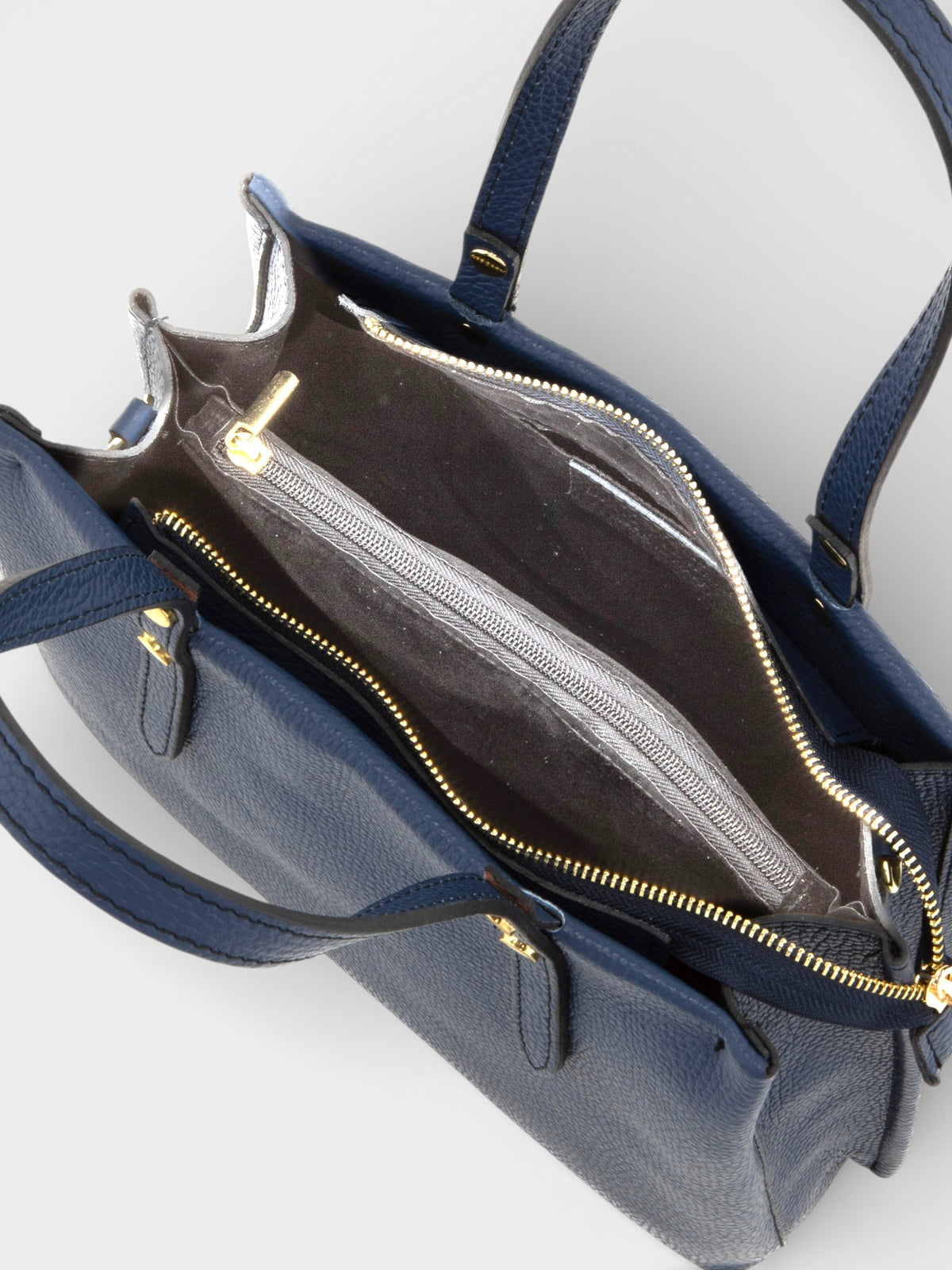 Leather Top Handle Bag 1199 - Blue