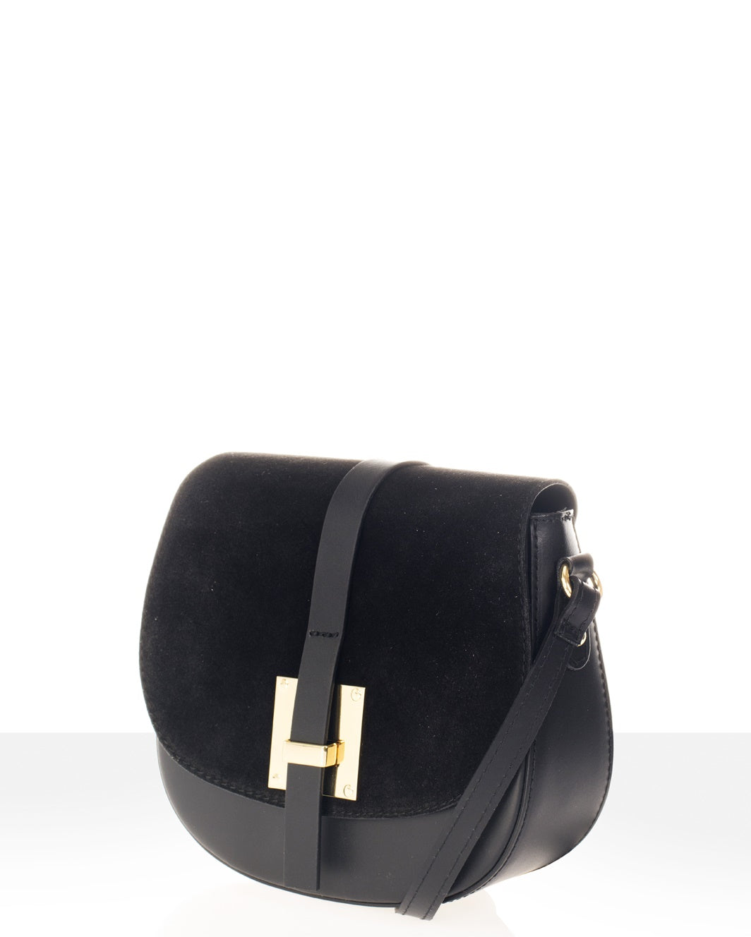 Leather Crossbody Bag 5391 - Black
