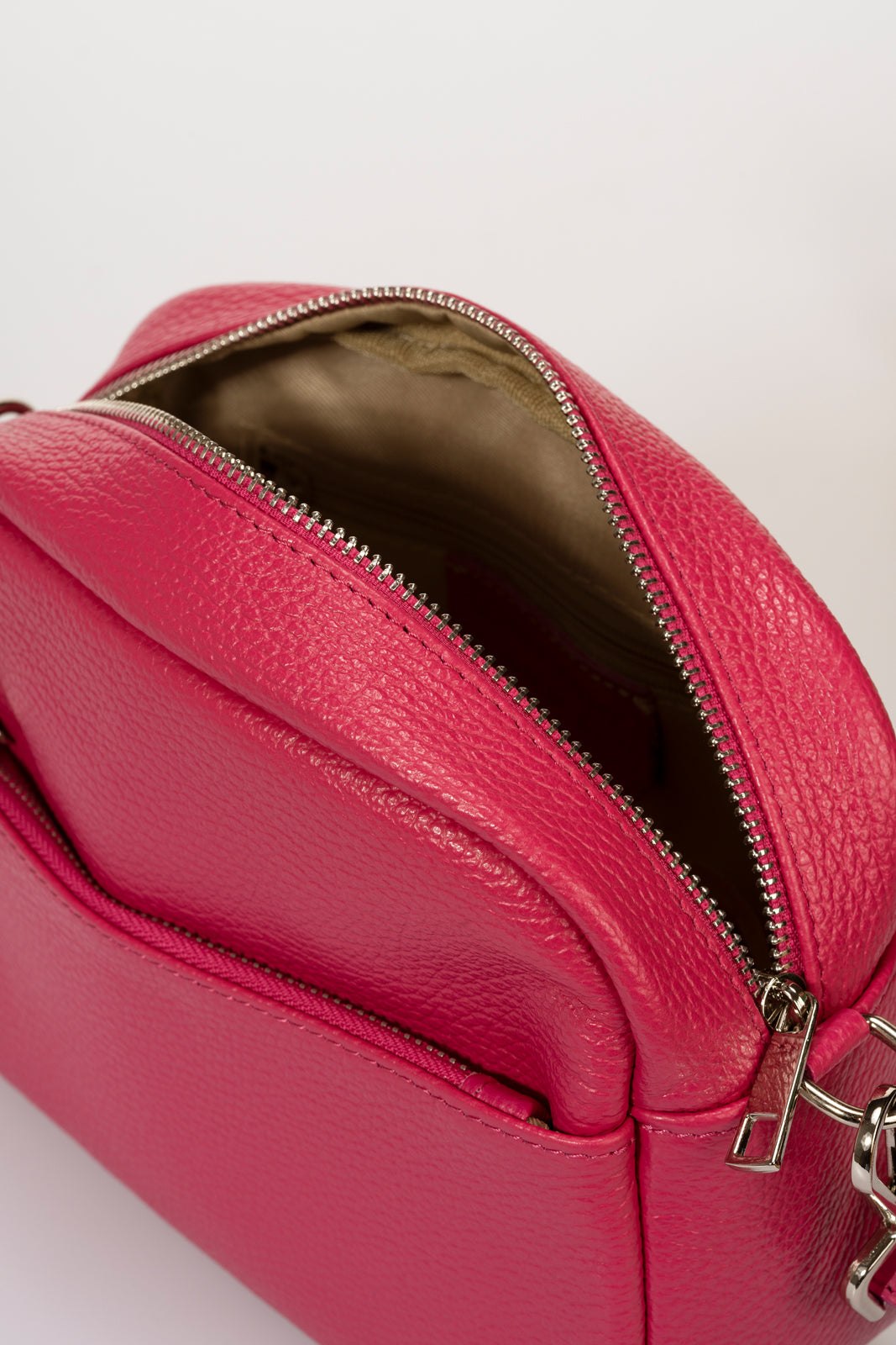Leather Crossbody Bag 3478 - Fuxia