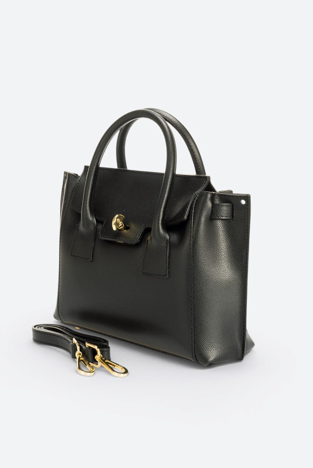 RUTH Leather Top Handle Bag - Black