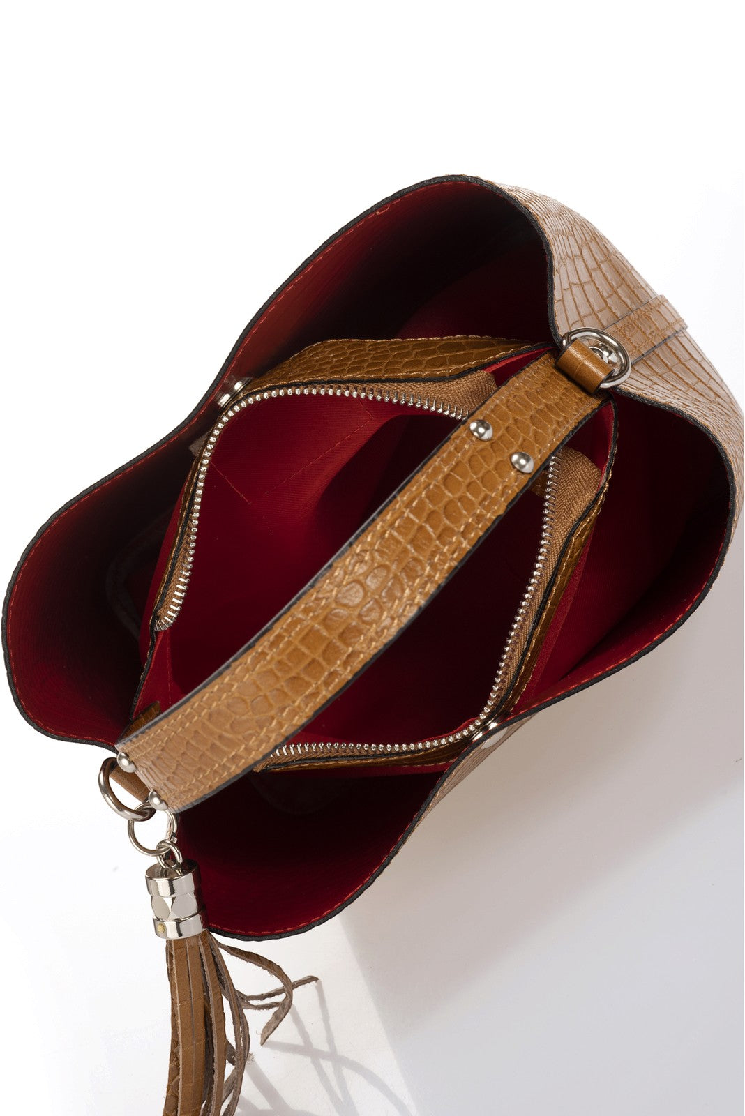 SCARLET Leather Top Handle Bag - Cuoio