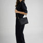 CAMILLE Leather Top Handle Bag - Black
