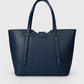 RAINA Leather Top Handle Bag - Blue