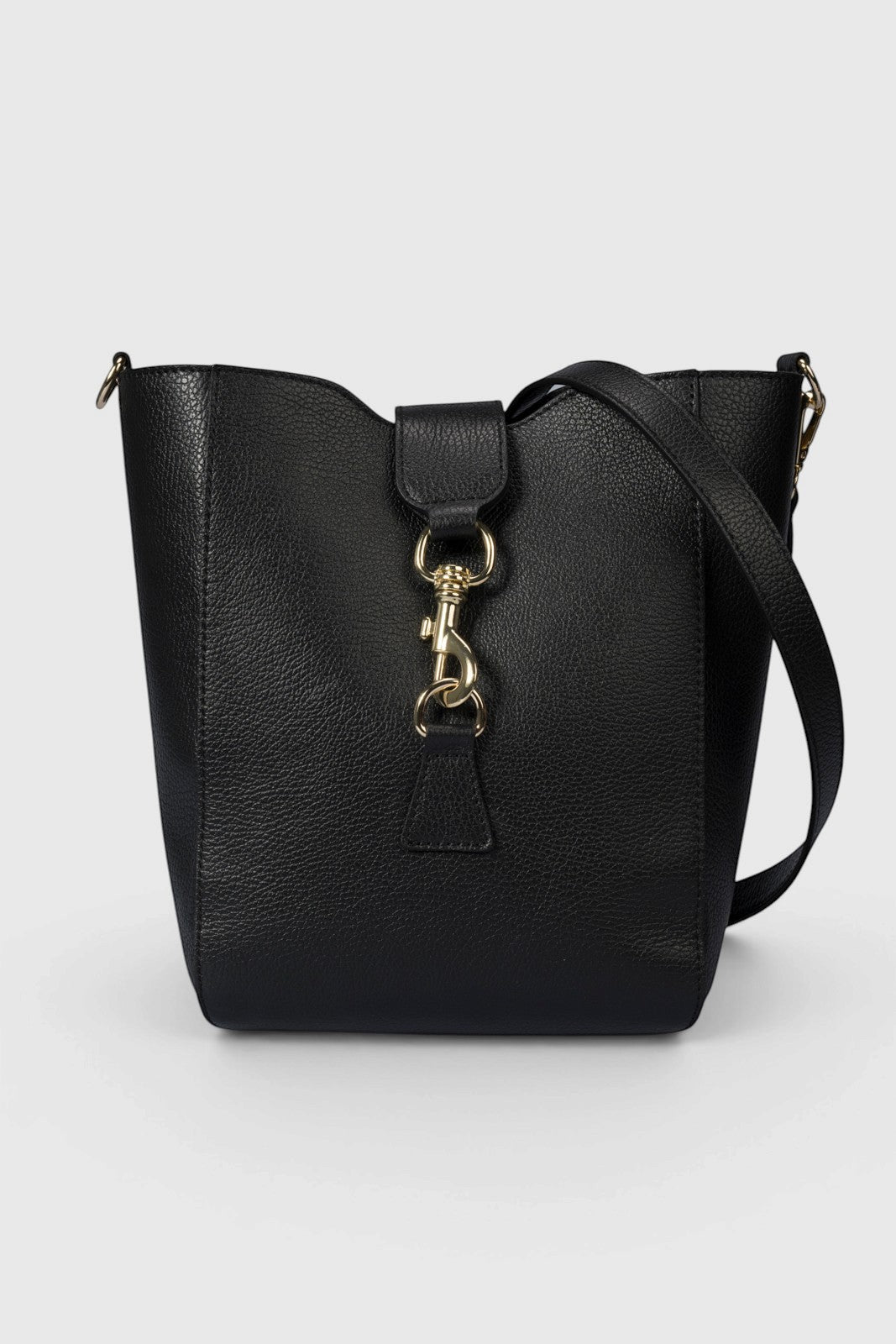 REINA Leather Crossbody Bag - Black