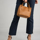 MINA Leather Top Handle Bag - Cognac