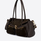 AUDREY Leather Top Handle Bag - Marrone