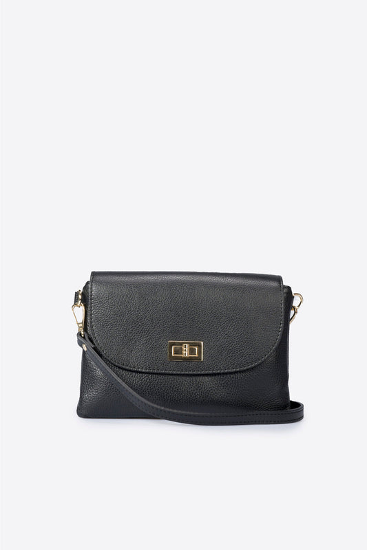 NORAH Leather Crossbody Bag - Black