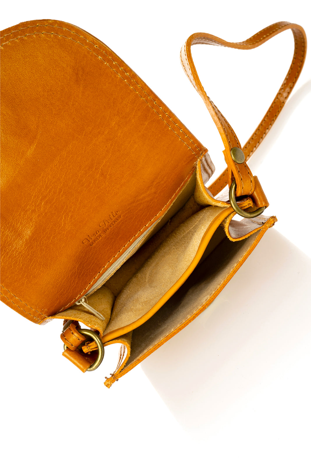Leather Crossbody Bag WB8040 - Cognac