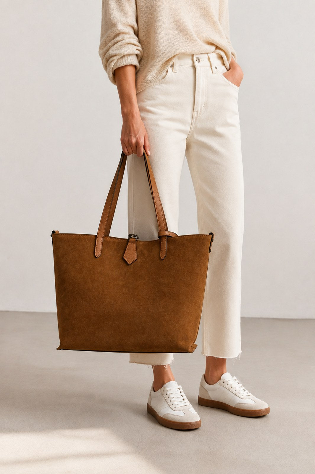 MABEL Leather Tote Bag - Cognac