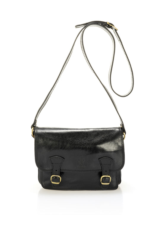 Leather Top Handle Bag 8037 - Black