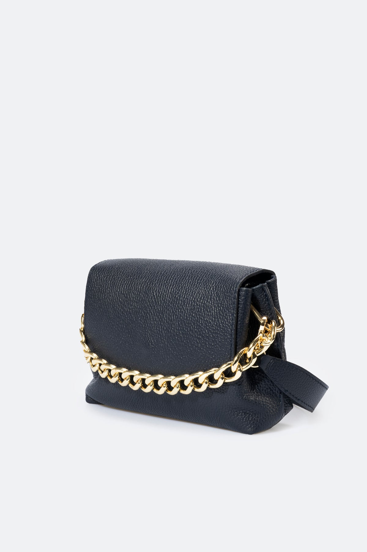 Leather Shoulder Bag 9647 - Black