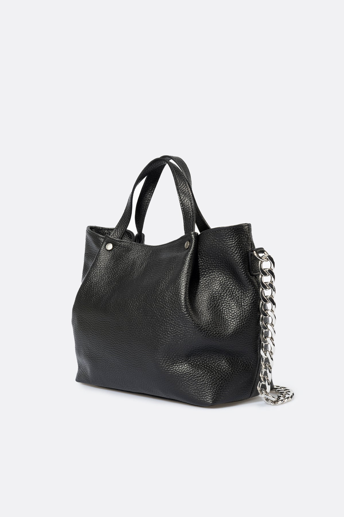 DIARA Leather Top Handle Bag - Black