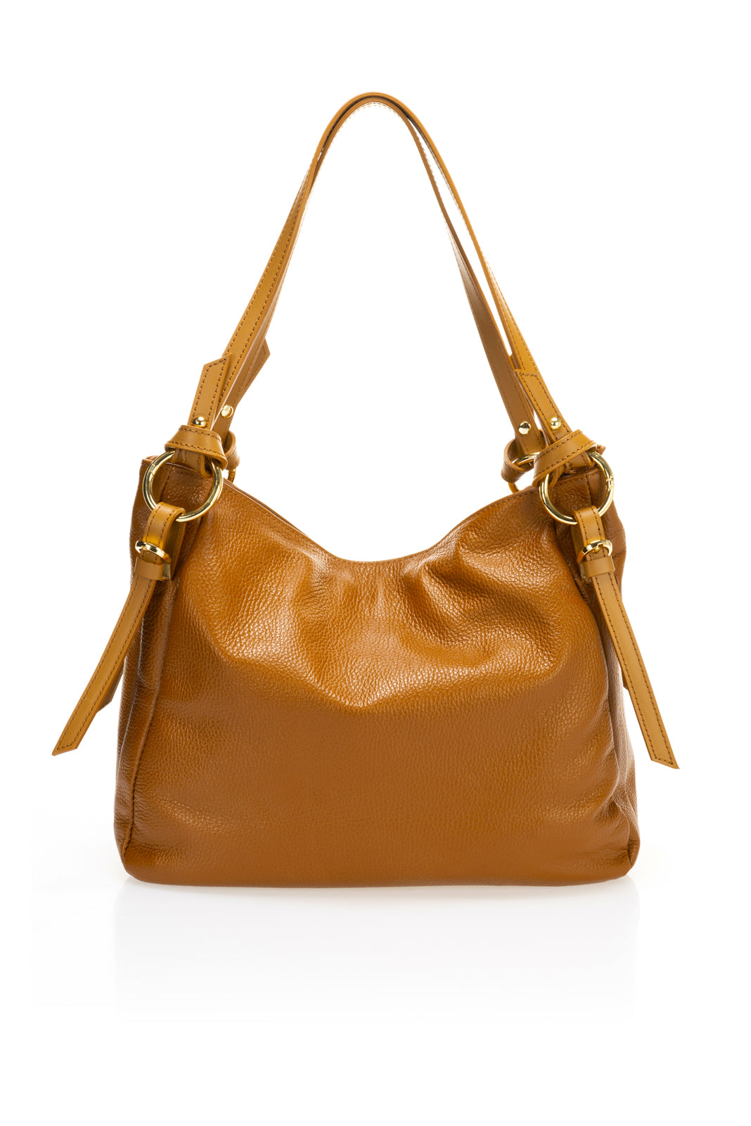 Leather Top Handle Bag 1246 - Cognac