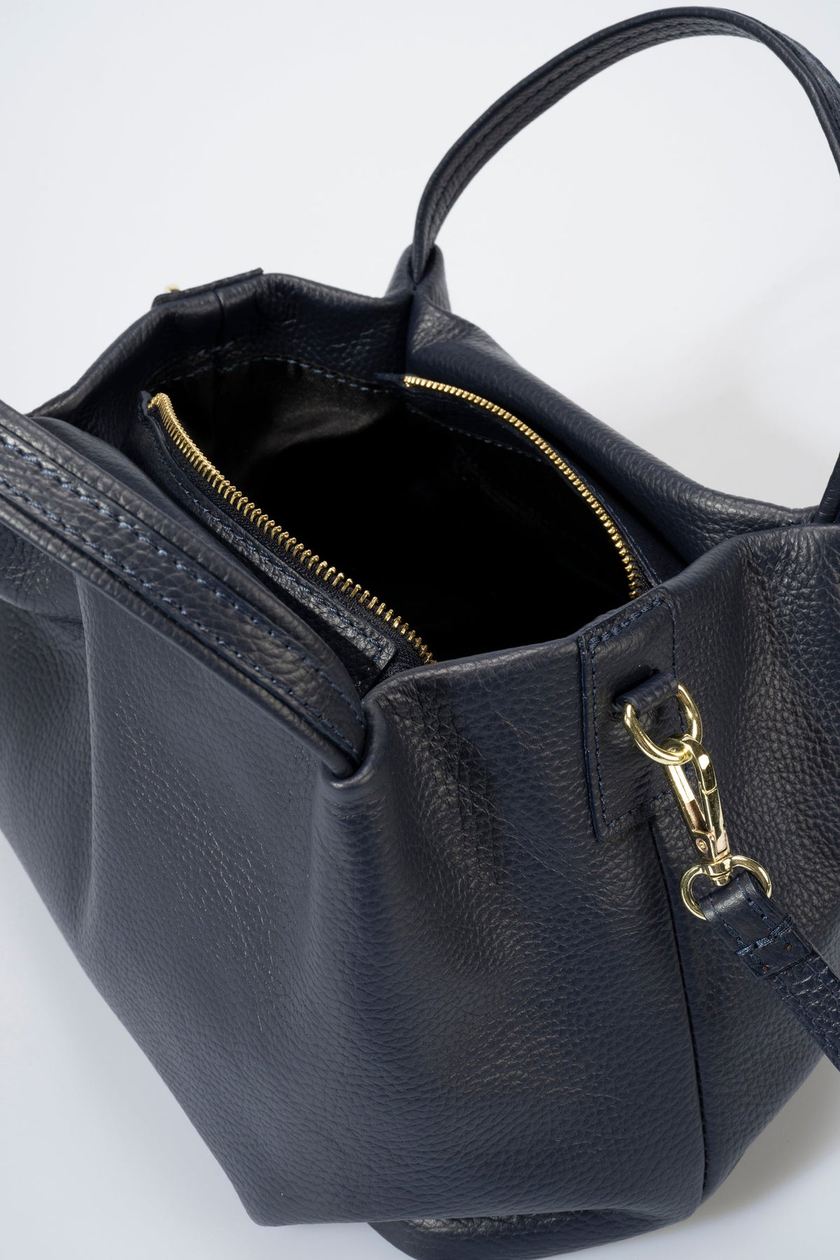 MAYA Leather Top Handle Bag - Blue