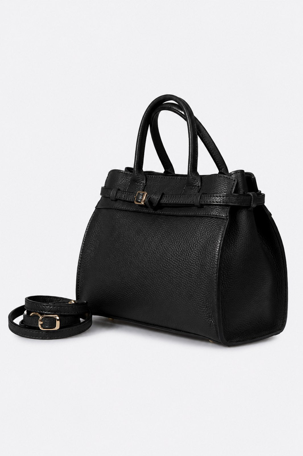 LIESEL Leather Top Handle Bag - Black