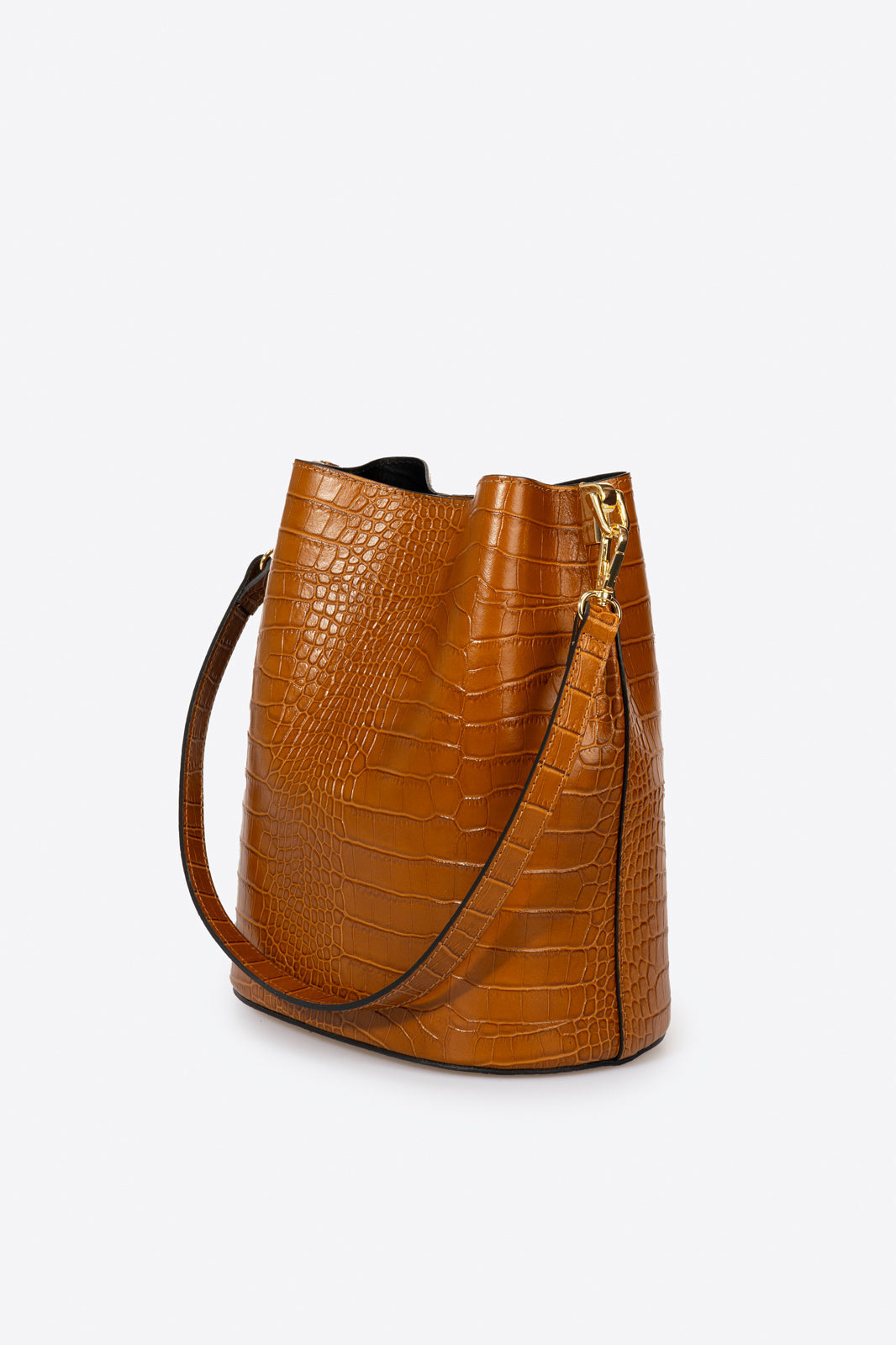 CAPRICE Leather Shoulder Bag - Cognac